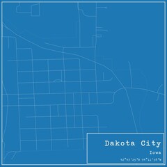 Blueprint US city map of Dakota City, Iowa.