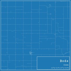 Blueprint US city map of Bode, Iowa.