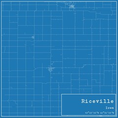 Blueprint US city map of Riceville, Iowa.