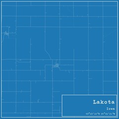 Blueprint US city map of Lakota, Iowa.