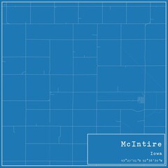 Blueprint US city map of McIntire, Iowa.