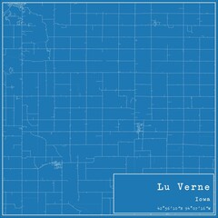 Blueprint US city map of Lu Verne, Iowa.
