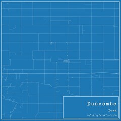 Blueprint US city map of Duncombe, Iowa.