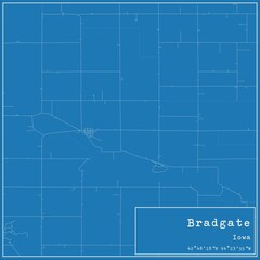Blueprint US city map of Bradgate, Iowa.