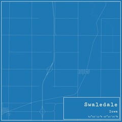 Blueprint US city map of Swaledale, Iowa.