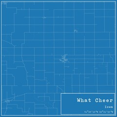 Blueprint US city map of What Cheer, Iowa.
