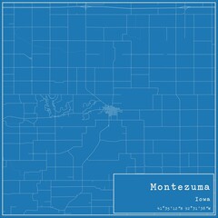 Blueprint US city map of Montezuma, Iowa.