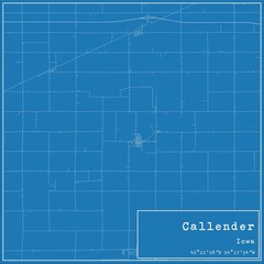 Blueprint US city map of Callender, Iowa.