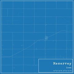 Blueprint US city map of Meservey, Iowa.