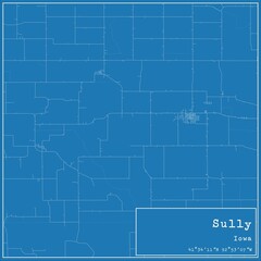 Blueprint US city map of Sully, Iowa.