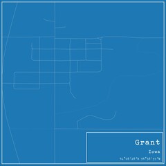 Obraz premium Blueprint US city map of Grant, Iowa.