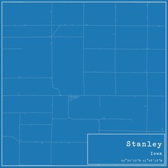 Blueprint US city map of Stanley, Iowa.