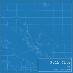 Blueprint US city map of Polk City, Iowa.