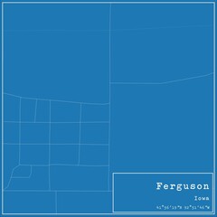 Blueprint US city map of Ferguson, Iowa.