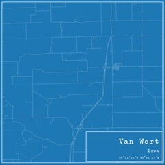Blueprint US city map of Van Wert, Iowa.