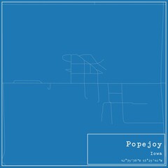 Blueprint US city map of Popejoy, Iowa.
