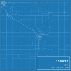 Blueprint US city map of Nashua, Iowa.