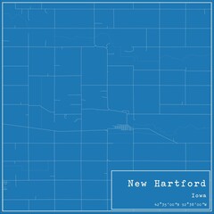 Blueprint US city map of New Hartford, Iowa.
