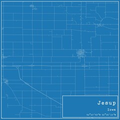 Blueprint US city map of Jesup, Iowa.