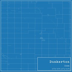 Blueprint US city map of Dunkerton, Iowa.