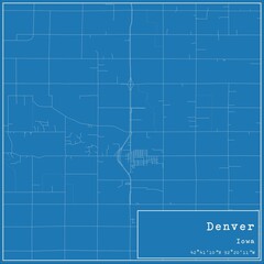 Blueprint US city map of Denver, Iowa.