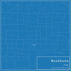 Blueprint US city map of Woodburn, Iowa.