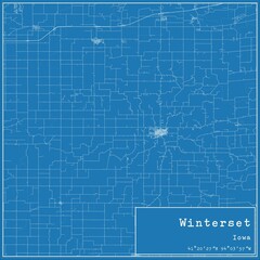 Blueprint US city map of Winterset, Iowa.