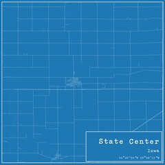 Blueprint US city map of State Center, Iowa.