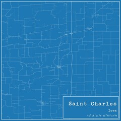 Obraz premium Blueprint US city map of Saint Charles, Iowa.