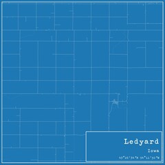 Blueprint US city map of Ledyard, Iowa.