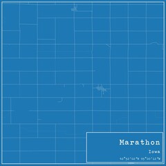 Blueprint US city map of Marathon, Iowa.