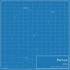 Blueprint US city map of Paton, Iowa.