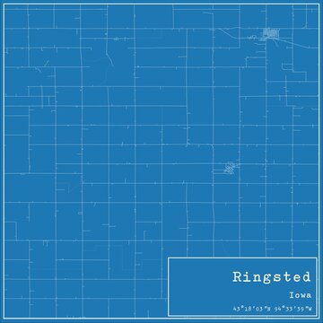 Blueprint US city map of Ringsted, Iowa.