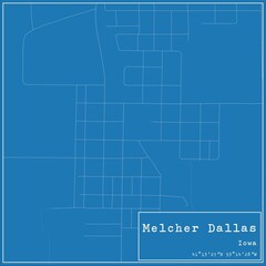Obraz premium Blueprint US city map of Melcher Dallas, Iowa.