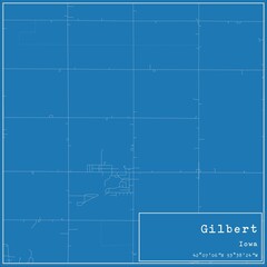 Blueprint US city map of Gilbert, Iowa.