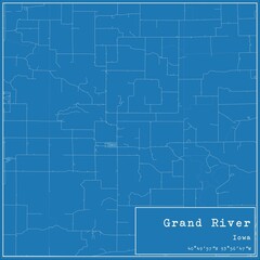 Blueprint US city map of Grand River, Iowa.