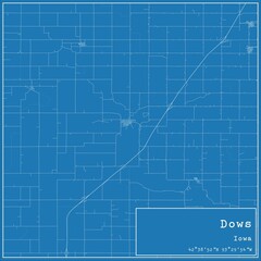 Blueprint US city map of Dows, Iowa.
