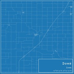 Blueprint US city map of Dows, Iowa.