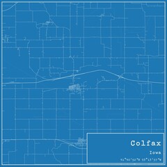 Blueprint US city map of Colfax, Iowa.