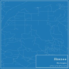 Obraz premium Blueprint US city map of Skanee, Michigan.