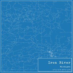 Blueprint US city map of Iron River, Michigan.