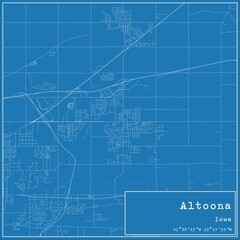 Blueprint US city map of Altoona, Iowa.