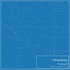 Fototapeta premium Blueprint US city map of Trenary, Michigan.