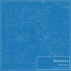 Blueprint US city map of Wetmore, Michigan.