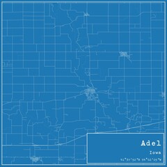 Blueprint US city map of Adel, Iowa.