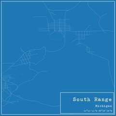 Blueprint US city map of South Range, Michigan.