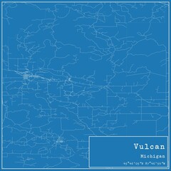 Blueprint US city map of Vulcan, Michigan.