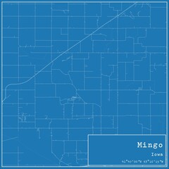 Blueprint US city map of Mingo, Iowa.