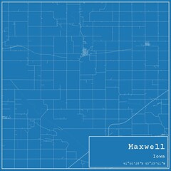 Blueprint US city map of Maxwell, Iowa.