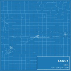 Blueprint US city map of Adair, Iowa.